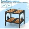COSTWAY metalinis lauko staliukas su lentyna ir skėčio anga, 52 × 46 × 45 cm, juodas/natūralus, ZB34838DE-GM