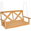 COSTWAY pakabinamas sodo suolas iš natūralios pušies medienos, 2 vietų, 134 × 60 × 65 cm, iki 240 kg, NP10961BN-GM