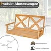 COSTWAY pakabinamas sodo suolas iš natūralios pušies medienos, 2 vietų, 134 × 60 × 65 cm, iki 240 kg, NP10961BN-GM