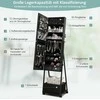 COSTWAY Papuošalų spintelė su veidrodžiu, juoda