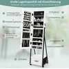 COSTWAY Papuošalų spintelė su veidrodžiu, balta