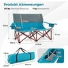 COSTWAY sulankstoma kempingo sofa 2 asmenims, paminkštinta, su metaliniu rėmu, 147 × 69 × 82 cm, ZB34322DE
