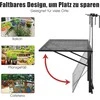 COSTWAY sulankstomas pakabinamas balkono staliukas, metalinis, 5 aukščio lygiai, 60,5 × 40,5 cm, 20 kg