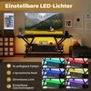 COSTWAY TV staliukas su LED apšvietimu, USB ir C tipo lizdais, 140 × 40 × 54 cm, tamsiai rudas