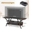 COSTWAY TV staliukas su LED apšvietimu, USB ir C tipo lizdais, 140 × 40 × 54 cm, tamsiai rudas