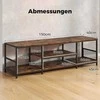 COSTWAY TV staliukas su metaline rėmu, atviromis lentynomis, 150 × 40 × 45 cm, rudas