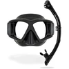 Cressi nardymo ir snorkelinimo kaukė su keturiais grūdinto stiklo lęšiais ir kvėpavimo vamzdeliu Horizon Scilla, juoda