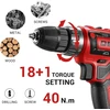 DEKOPRO akumuliatorinio gręžtuvo-suktuvo rinkinys 20 V, 1,5 Ah, 40 Nm, su priedais, DKCD20XL02R-AZ01-EUGS