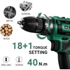 DEKOPRO akumuliatorinis suktuvas-gręžtuvas 20 V, 1,5 Ah, 1350 aps./min., su priedų rinkiniu, DKCD20XL02 l-AZ01-GS