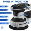 DEKOPRO ekscentrinė šlifuoklė 125 mm, 300 W, 6 greičių, dulkių surinkimas, DKOS30A125G