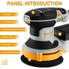 DEKOPRO osciliacinė šlifuoklė 300 W, 6 greičiai, 14000 aps./min., 125 mm, DKOS30A125Y