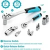 DURATECH 108 dalių galvučių rinkinys su dvipuse terkšle, kvadratinis 1/2" ir 1/4"
