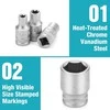 DURATECH 108 dalių galvučių rinkinys su dvipuse terkšle, kvadratinis 1/2" ir 1/4"