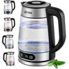 Ecosa stiklinis elektrinis virdulys su temperatūros reguliavimu, 1,8 l, 2200 W, nerūdijančio plieno korpusas, LED ekranas