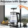 Ecosa stiklinis elektrinis virdulys su temperatūros reguliavimu, 1,8 l, 2200 W, nerūdijančio plieno korpusas, LED ekranas