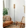 EDISHINE LED pastatoma lempa su lininiu gaubtu, 9 W, boho stiliaus, E27, 165 cm, DHLFL09H