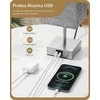 EDISHINE LED stalinė lempa su 2 USB jungtimis, pritemdoma, su pilku lino gaubtu, 4 W, 2 vnt. rinkinys