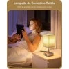 EDISHINE LED stalinė lempa su 2 USB jungtimis, pritemdoma, su pilku lino gaubtu, 4 W, 2 vnt. rinkinys