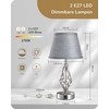EDISHINE stalinė LED lempa, jutiklinis reguliavimas, 2 USB, 46 cm, lininis gaubtas, pilka, 2 vnt.