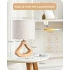 EDISHINE stalinė LED lempa su lino audinio gaubtu ir 4 W E27 lempute, 34 cm aukščio, šviesaus medžio pagrindu