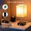 EDISHINE stalinė LED lempa su reguliuojamu ryškumu, 2 USB jungtys, komplekte 2 vnt., lininiu gaubtu