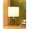 EDISHINE stalinė lempa su baltu lino audinio gaubtu ir auksine metaline baze, LED E14, 60 W, 29 cm