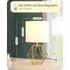 EDISHINE stalinė lempa su baltu lino audinio gaubtu ir auksine metaline baze, LED E14, 60 W, 29 cm