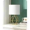 EDISHINE stalinė lempa su baltu lino audinio gaubtu ir auksine metaline baze, LED E14, 60 W, 29 cm