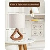 EDISHINE stalinė lempa su LED lempute, E27 lizdas, lininis gaubtas, medinė bazė, 4 W, 34 cm