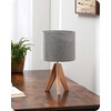 EDISHINE stalinė lempa, vintage stilius, LED, medinis trikojis, lino gaubtas, E27, 36 cm