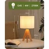 EDISHINE stalinės lempos rinkinys su LED 4 W, medinė bazė, lininiu gaubtu, E27, 2 vnt.