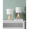 EDISHINE stalinės lempos rinkinys su LED 4 W, medinė bazė, lininiu gaubtu, E27, 2 vnt.