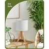 EDISHINE stalinės lempos rinkinys su LED 4 W, medinė bazė, lininiu gaubtu, E27, 2 vnt.