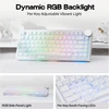 EPOMAKER AJAZZ AK820 V2 mechaninė žaidimų klaviatūra, 75% QWERTY, RGB, bevielė, Hot-Swap, balta