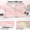 Epomaker mechaninė belaidė žaidimų klaviatūra RGB, 75% ANSI, 80 klavišų, TFT ekranas, Hot-Swap, Silent Cotton Candy, rožinė, EA75 MAX