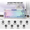 Epomaker mechaninė klaviatūra 75% ISO-DE QWERTZ, RGB, TFT ekranas, belaidė, balta/violetinė
