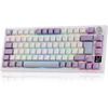 Epomaker mechaninė klaviatūra 75% ISO-DE QWERTZ, RGB, TFT ekranas, belaidė, balta/violetinė