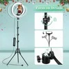 FGRYB 10 cm RGB LED žiedinė lempa su statyvu, reguliuojama spalva ir ryškumu, modelis MJ26, tinka makiažui, fotografijai, vaizdo įrašams, selfiams