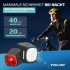 Fischer dviračio žibintų rinkinys Square, 40/20 lx, priekinis ir galinis šviestuvas, IP44, įkraunamas USB