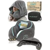 FLOWZOOM kelioninė pagalvė su memory putų užpildu, reguliuojamu gobtuvu ir nuimamu užvalkalu, COMFY Hood L - GY1