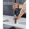 FORIOUS virtuvės maišytuvas, 3 srovės režimai, ištraukiama snapelis, nerūdijantis plienas, juodas, 35000B-38