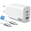 GaN Tech USB-C kroviklis 200 W, 3 jungtys, greitasis įkrovimas, PD, PPS, USB-C / USB-A, 2 m kabelis
