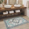 GENIMO kilimas boho stiliaus, plono pynimo, 80 × 150 cm, poliesterio, neslystantis, šviesiai mėlynas