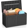 GIANTEX lauko daiktadėžė su dangčiu, ratukais, polipropileno, 380 l talpos, 111 × 56 × 61 cm, pilka