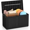 GIANTEX sodo dėžė 380 l, vandeniui atspari, su ratukais ir dangčiu, 111 × 56 × 61 cm, juoda