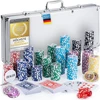 GOODS+GADGETS pokerio rinkinys su aliuminio lagaminu, 500 žetonų, kortos, kauliukai, sidabrinis