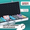 GOODS+GADGETS pokerio rinkinys su aliuminio lagaminu, 500 žetonų, kortos, kauliukai, sidabrinis