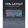 GravaStar Mercury K1 Lite belaidė 75% RGB mechaninė klaviatūra, juoda permatoma