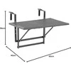 Greemotion pakabinamas balkono stalas Toulouse, pilkas, metalas, 56 × 60 × 40 cm