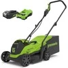Greenworks akumuliatorinė vejapjovė 24V 2Ah, 33 cm pjovimo plotis, 30 l talpa, bešepetėlinis variklis, modelis 2516107UA